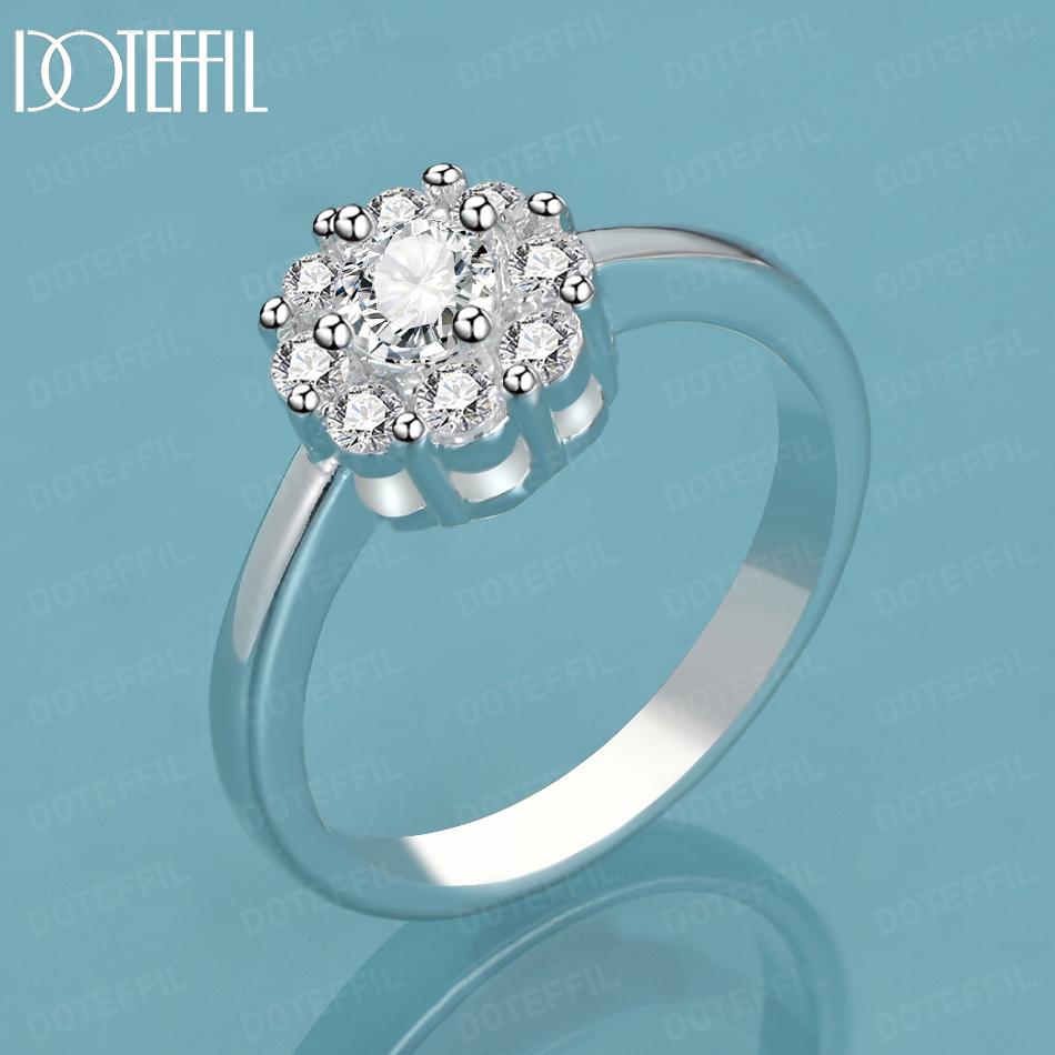 Кольцо с подвеской из чистого серебра 925 пробы с цирконом AAA и цветком, свадебные украшения