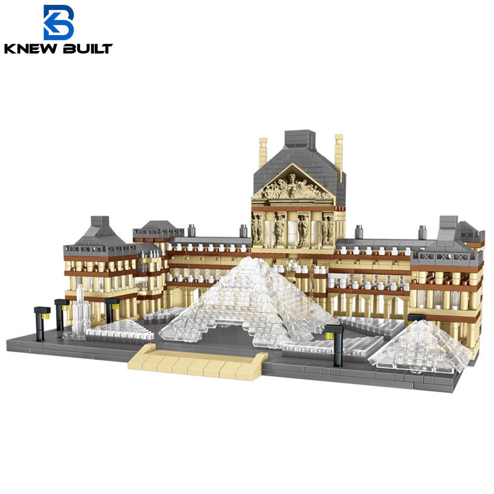 KNEW BUILT Louvre Микро Мини Строительные Блоки для Взрослых Наборы Архитектурных Игрушек Строительство Детская Игрушка Сборные Кирпичики