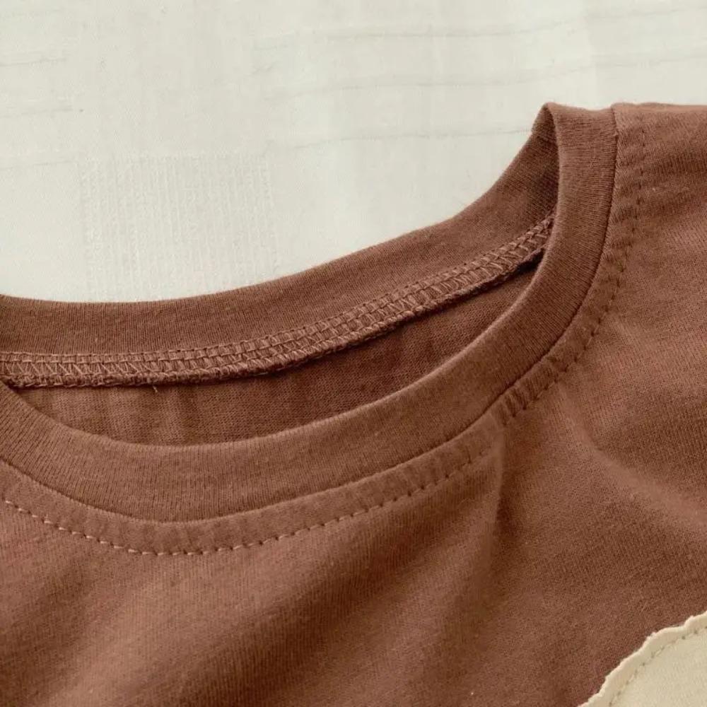 Футболка с героями мультфильмов, детские хлопковые топы с милой нашивкой в ​​виде медведя для девочек, модная спортивная рубашка для мальчиков, детская летняя одежда для детей 0–6 лет