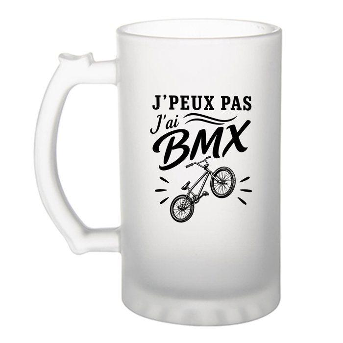 Chope à bière - PLANETEE - J'peux pas minimaliste - 470 ml - Verre trempé givré - Motif sublimation