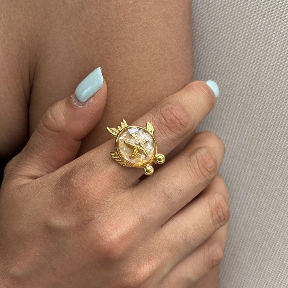 Fish Geometric Open Ring Turtle Vintage Ring Fashion Enamel Ring  Jewelry Accessories