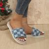Women's Slippers Fashion Large Size Luxury Denim Roman Hoof with Fabric Rubber Canvas Thick Soled Denim Linen Slippers