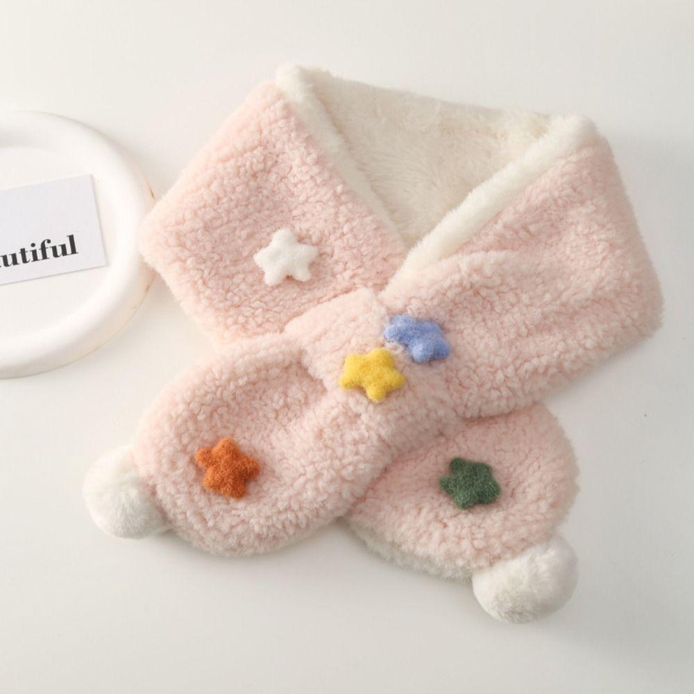 Детские зимние шарфы с крестом из искусственного кроличьего меха, детский теплый шарф для шеи Kawaii, детский шарф на шею, уличный