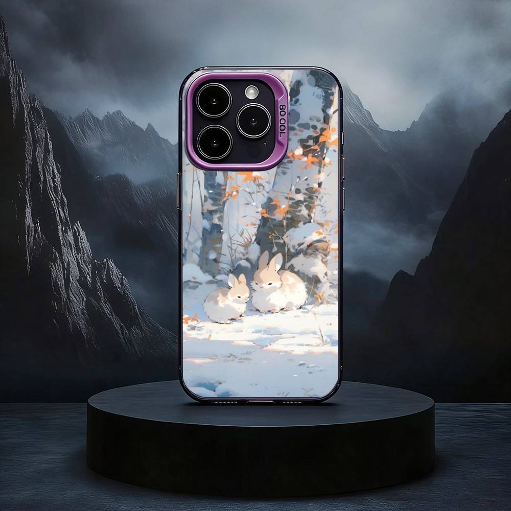 Милый R-Заяц Чехол для телефона iPhone17,16,15,14,13,12,11 Plus,Pro Max Черный Конфетный серебристый чехол для телефона