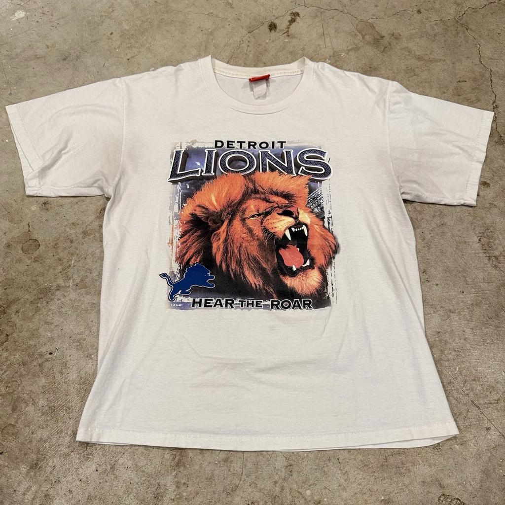 Vintage 90s Detroit Lions NFL Lion “Hear the Roar” Mens Large White