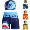 Children's Dinosaur Printed Swimming Trunks And Swimming Caps