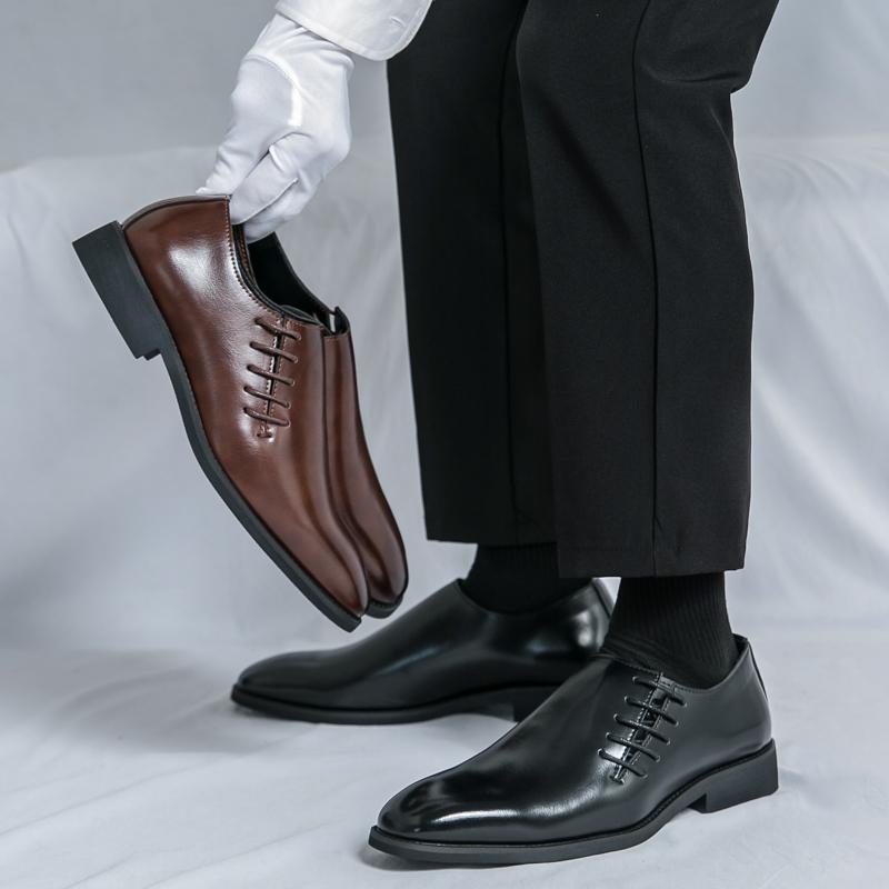 Мода Мужская Мода Туфли Дерби Заостренные Черные Коричневые Европейские Американские Деловые Брендовые Туфли Президентские Социальные Туфли Размеры 38-46