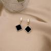 Геометрические черные квадратные серьги-подвески с кристаллами CZ для женщин, девушек, ювелирные изделия, рождественский подарок