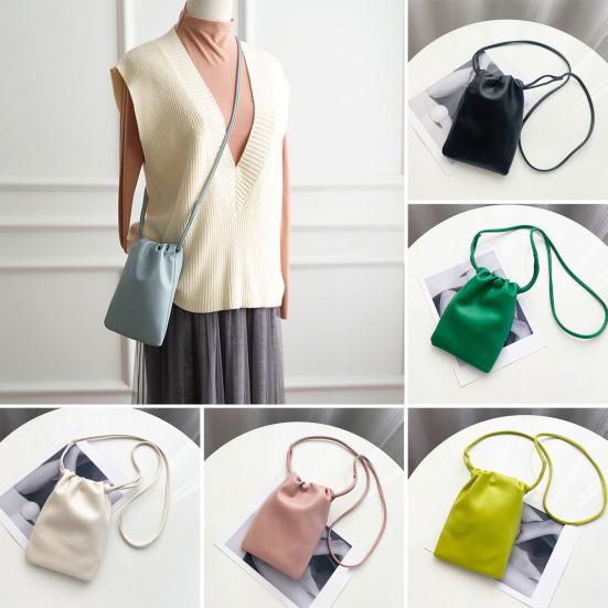 Women's Mobile Phone Bag Faux Leather Crossbody Phone Bag Solid Color Portable