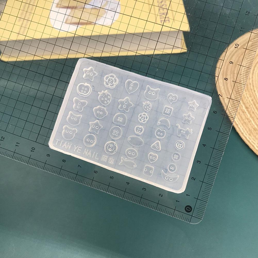 Мультяшная Милая Кнопка Силиконовая Форма для Ногтей Для DIY Домашнего Украшения Резьбой по Ногтям Инструмент