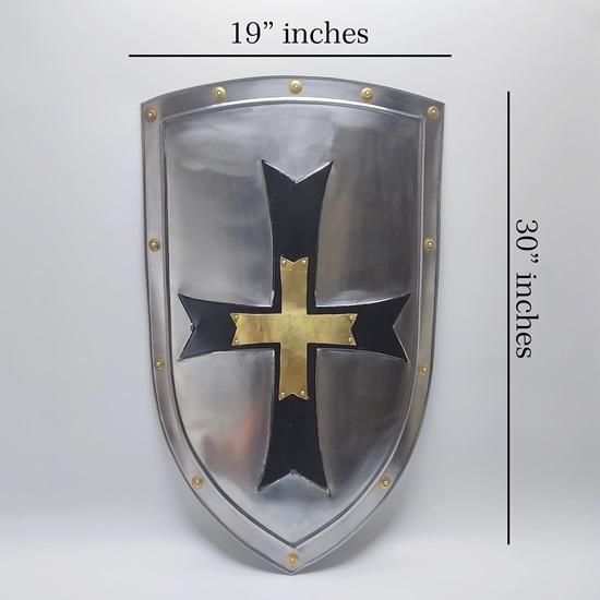 76.2 Cm Templar Cross Shield, Medieval Heater Shield, Medieval Knight Cross Shield, Medieval Crusader Shield, Role Play Shield, Wall Décor