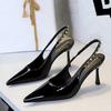 Fashion Women 10cm Rivet Strap Women Pumps Sexy High Heels Elegant Temperament Banquet Shoes Patent Leather Stilettos Pumps Ladies Shoes