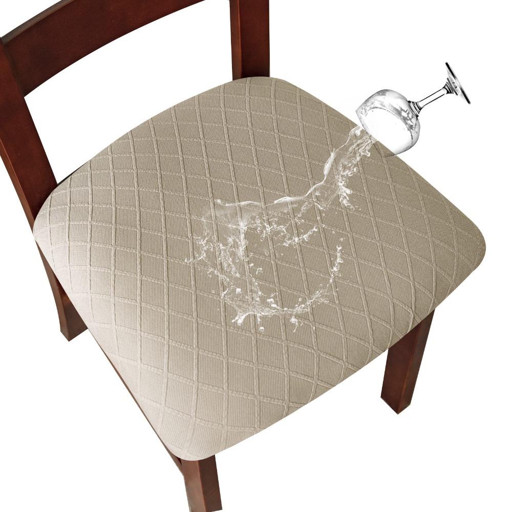 Solid Color Dining Chair Covers Diamond Grid Cushion Covers Chair Seat Cover  For Home  Office