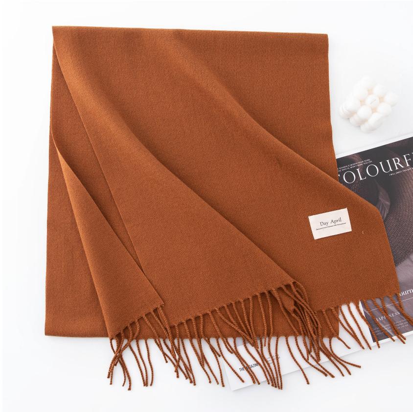 Solid Color Imitation Cashmere Scarf Women's Winter Warm Shawl Neck Scarves