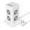 Tessan Башня 8-позиционная розетка Multi Power Strip Вертикальный 2-метровый удлинитель с вилкой ЕС с 4 USB-выключателем защиты от перенапряжения