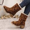Fashion Winter New Mid-heel Leopard Print Short Plush Snow Boots Fashion Round Head Non-slip Comfortable Boots