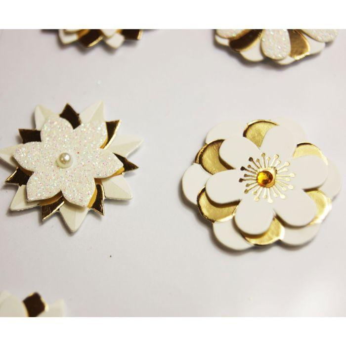 8 Autocollants 3D - Fleurs Blanches - Géométrique