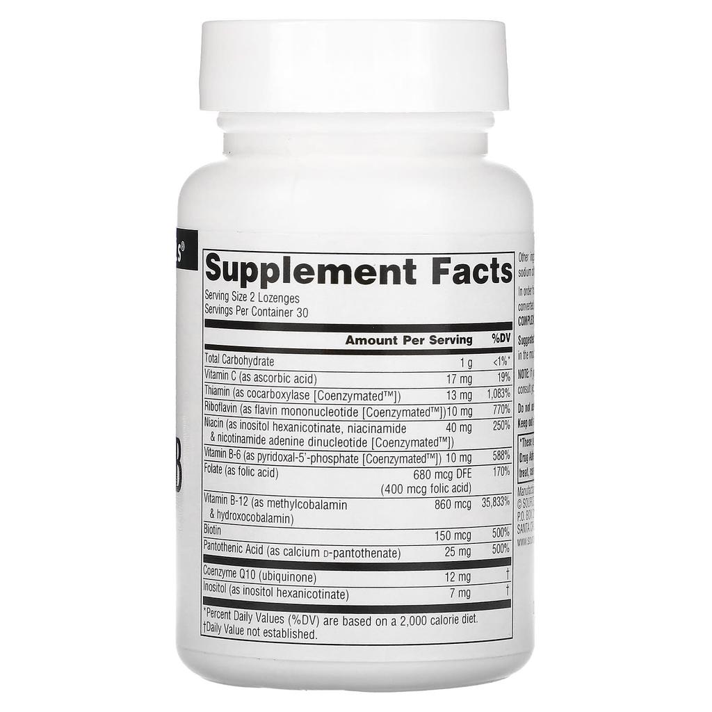 Source Naturals Комплекс коэнзимов В, со вкусом перечной мяты, 60 леденцов