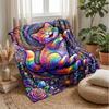 Rainbow Cat Christmas Theme blanket Lightweight Warm Flannel Blanket Decorative Throw Blanket for Home Decoration