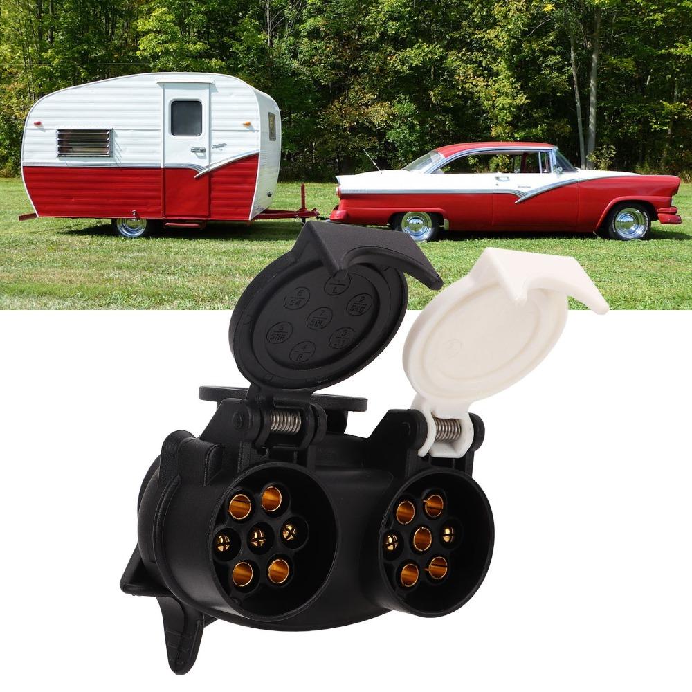 Dual Socket Trailer Plug Adapter 13 Pin to 7 Pin Conversion Adapte Dual Socket Plug Caravan