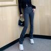Women Tight Flares Pants Flared Slacks Dark Black High-waist Suit Slacks Trousers Casual Pants
