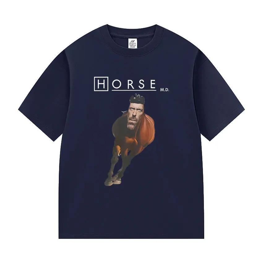 Horse_House MD Забавная Графическая Футболка с Мемом Мужская Женская Стиль Юмор Короткий Рукав Повседневные Большого Размера Высококачественные Хлопковые Футболки