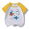 Летний хлопковый комплект Baby Shark для мальчиков и девочек 2025: Мультяшный комплект из футболки с коротким рукавом и шорт