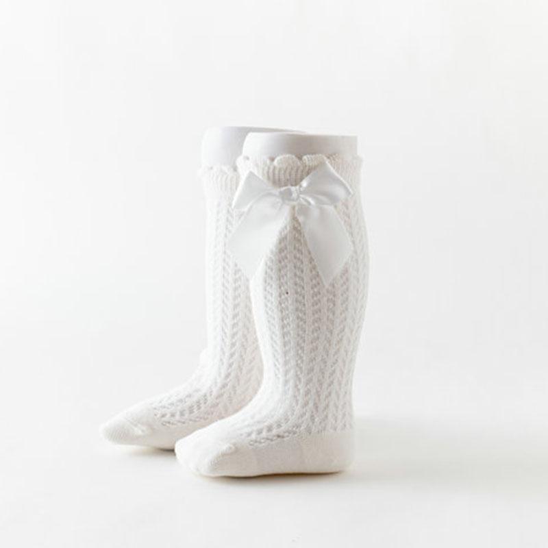 0-2Year Baby Girl Mesh Long Socks Summer Bowknot Stockings Thin Breathable Newborn Knee High Sock Kids Mosquito Proof Calf Sock