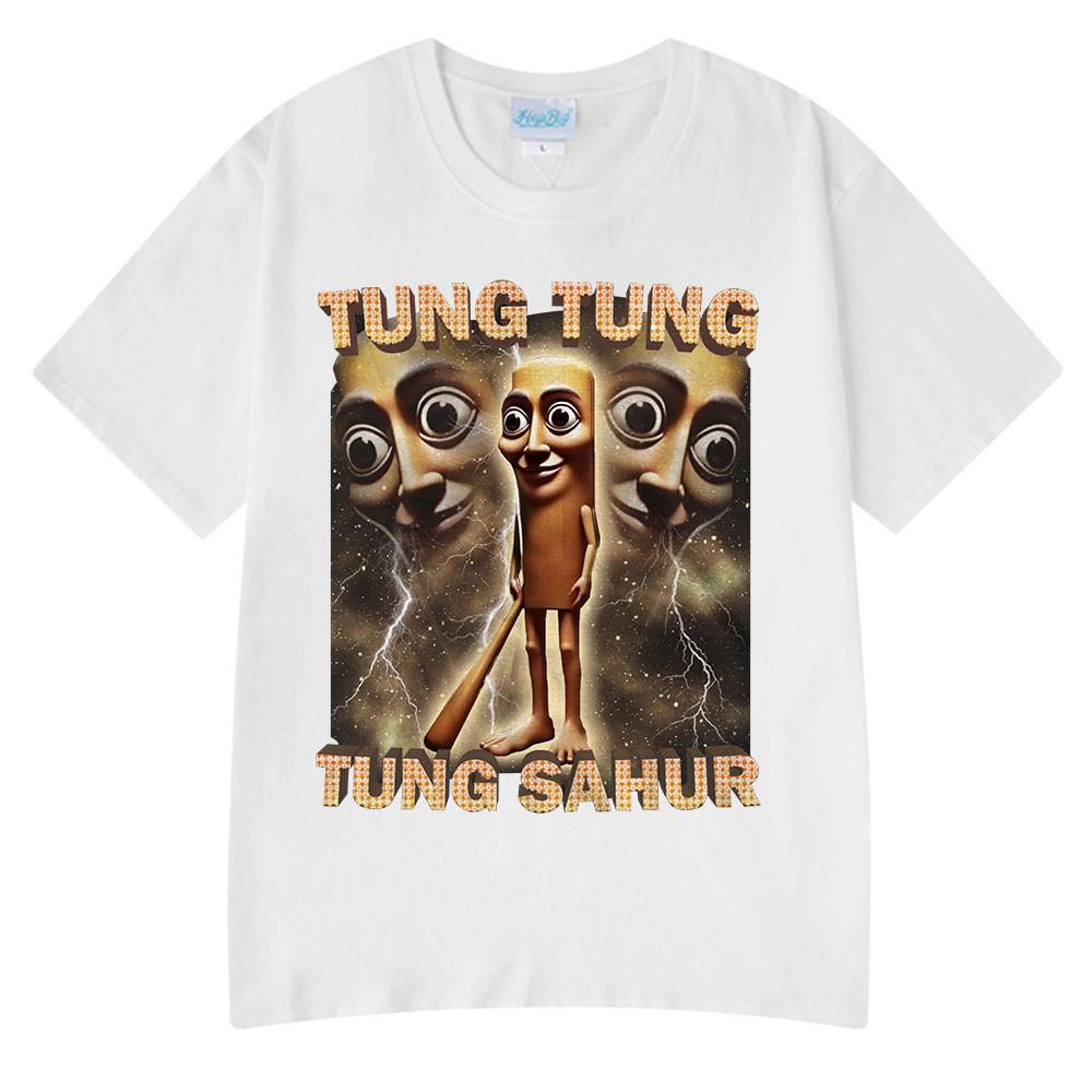 Тунг Тунг Тунг Сахур Забавная футболка с мемом про бейсбольную биту Мужская одежда Мода Юмор Стиль Футболки Унисекс Летние Топы с круглым вырезом Футболка