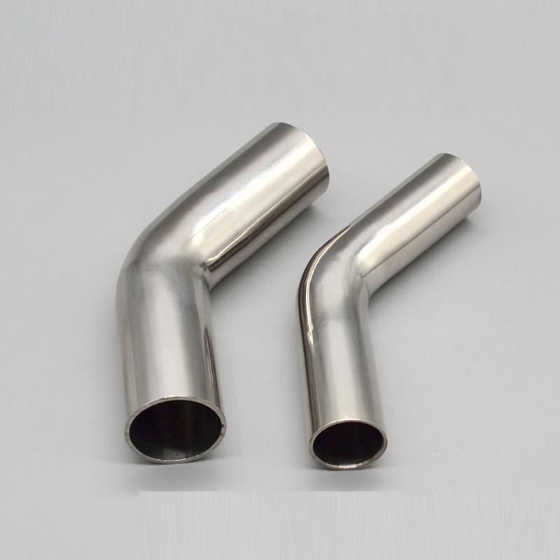 Stainless steel non-standard exhaust 45 degree elbow 70mm extended and 200mm extended at both end exhaust bend