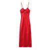 European & American Style Layered Silk Satin Spaghetti Strap Dress