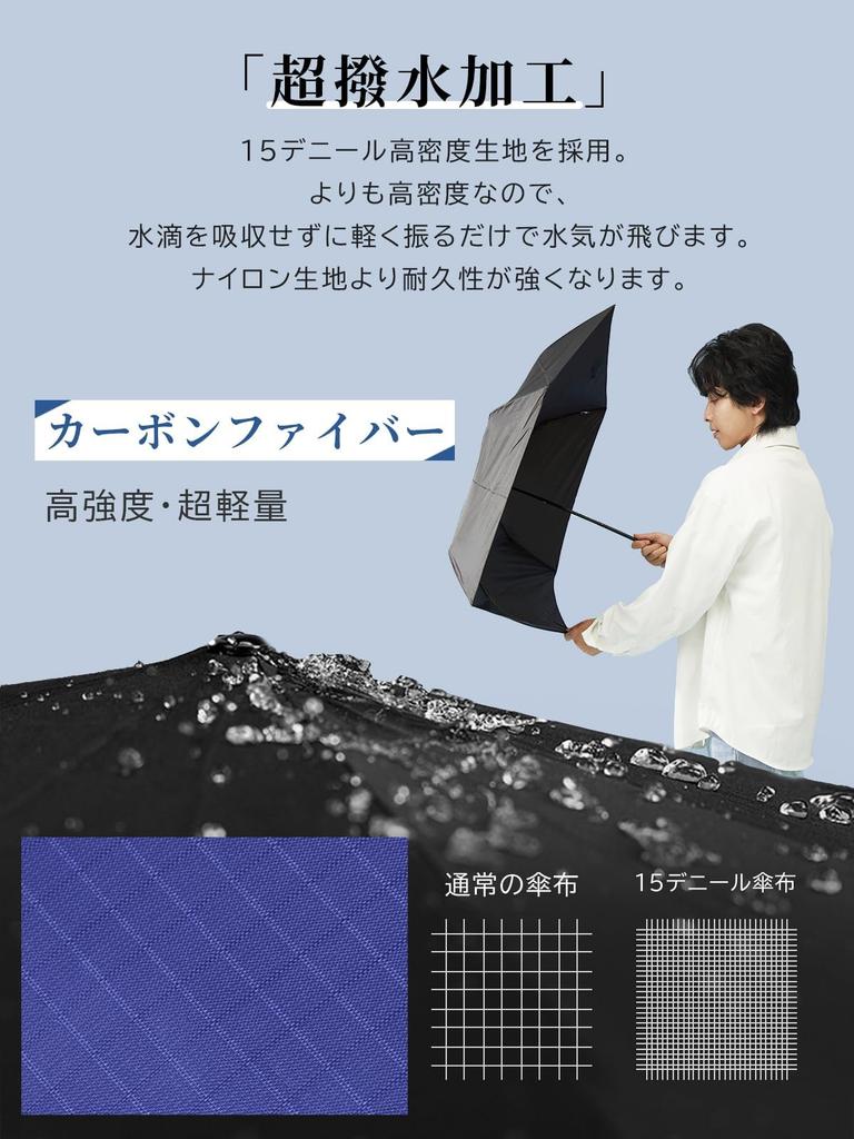 KIZAWA Folding Lightest Carbon 6 Check 60cm Ultra 365 Days a Mini Perfect for Rainy Season Umbrella, Fiber, Ribs, 89g-139g, Men's/Women's Pattern,