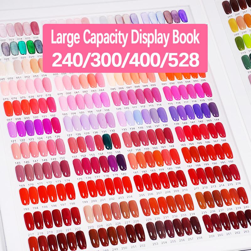 400/528/120 цветов, книга для демонстрации ногтей, кожаная акриловая обложка, гель-лак, таблица цветов с накладными кончиками, показывающая полку