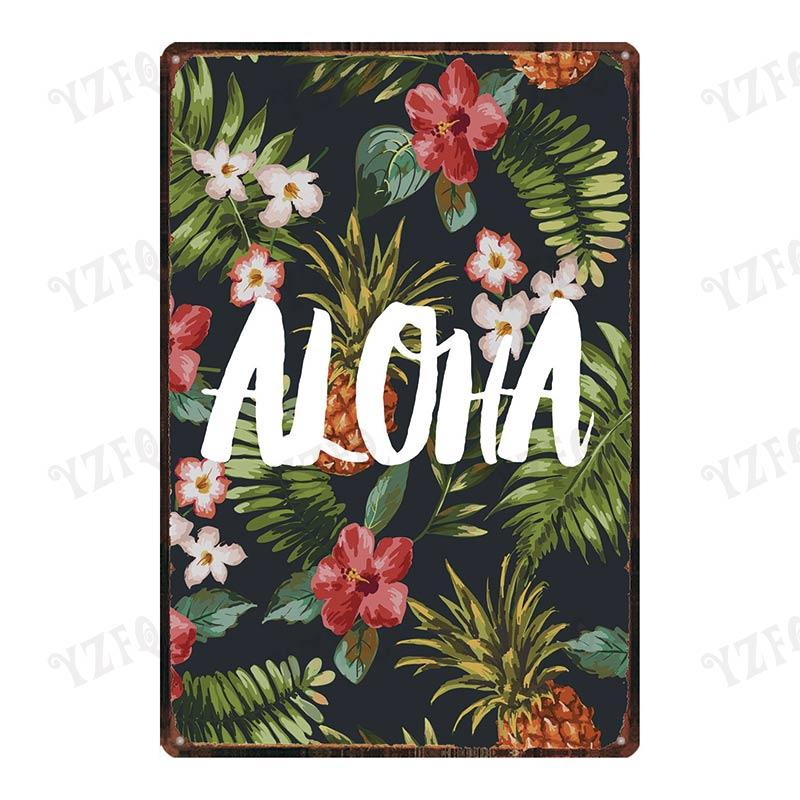 Aloha  Vintage Tin Sign Metal Plates For Wall Art Retro Home Living Room Decor Poster 30X20CM DU-4007A