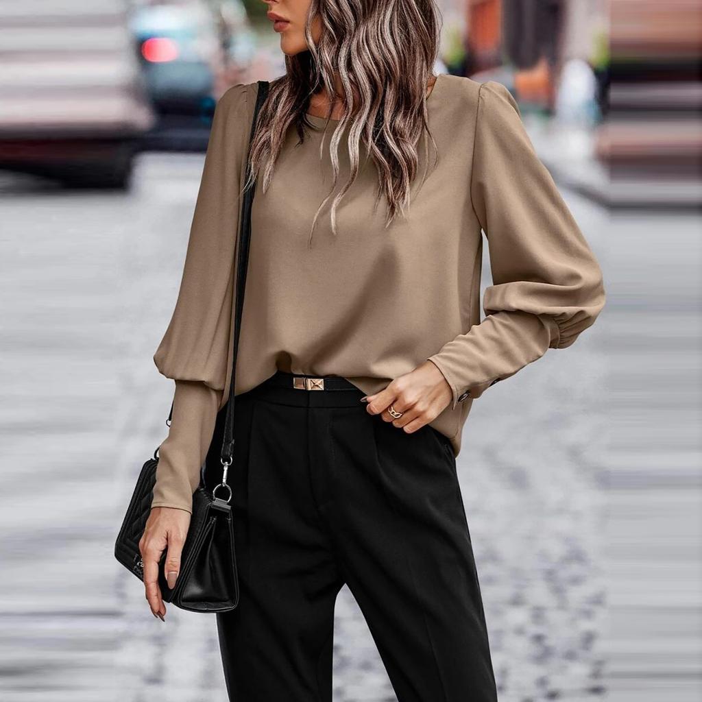 Женская, цвет Повседневный и универсальный, с круглым вырезом, стильный топ-рубашка