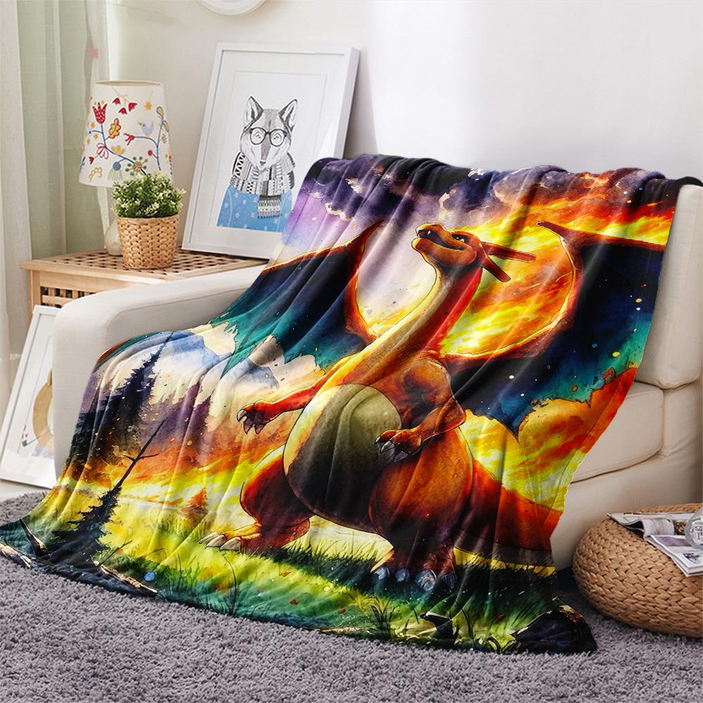 Sky Flare Dragon Print Flannel Blanket, High quality Comfortable for All Seasons, Home Decor, Warmth and Comfort