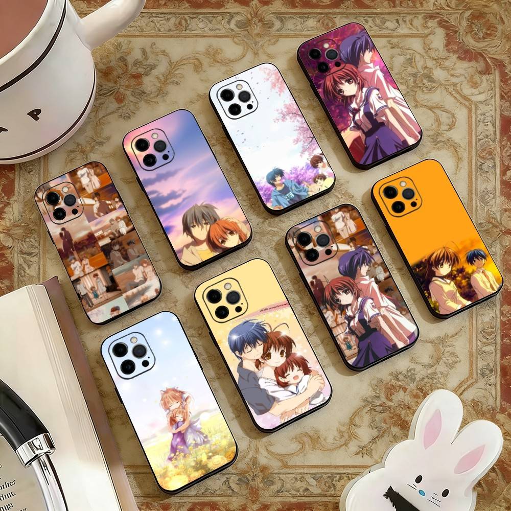 Чехол для телефона аниме Clannad, исцеляющий, для iPhone 17, 16, 15, 14, 13, 12, 11 Plus, Pro Max, Другие, Мягкий черный чехол