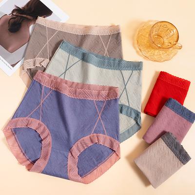 Большие размеры Летние кружевные бесшовные тонкие трусики с высокой талией для девочек
