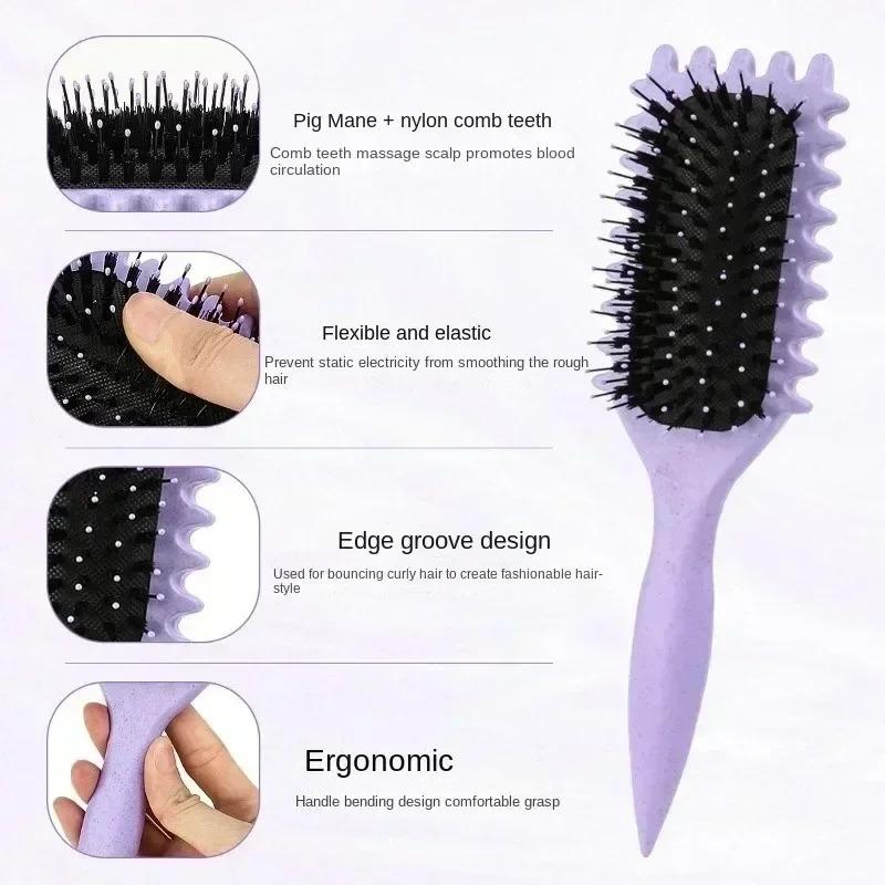 Women's hair comb hollow curling comb multifunctional scalp massage anti-static fluffy hair brush hairstyle tool