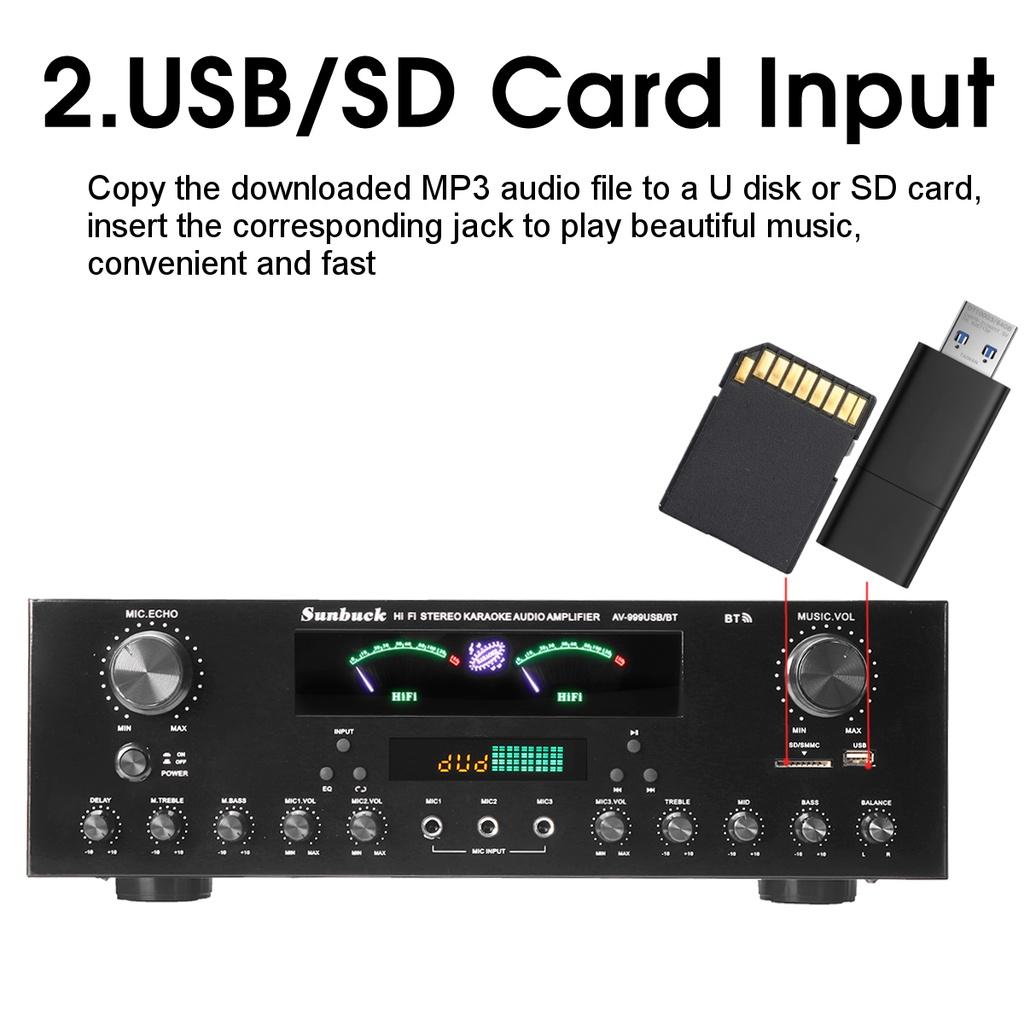 3000 Вт 7-канальный усилитель мощности звука Bluetooth 110 В 220 В AV-усилитель динамик с дистанционным управлением Поддержка FM USB SD-карт