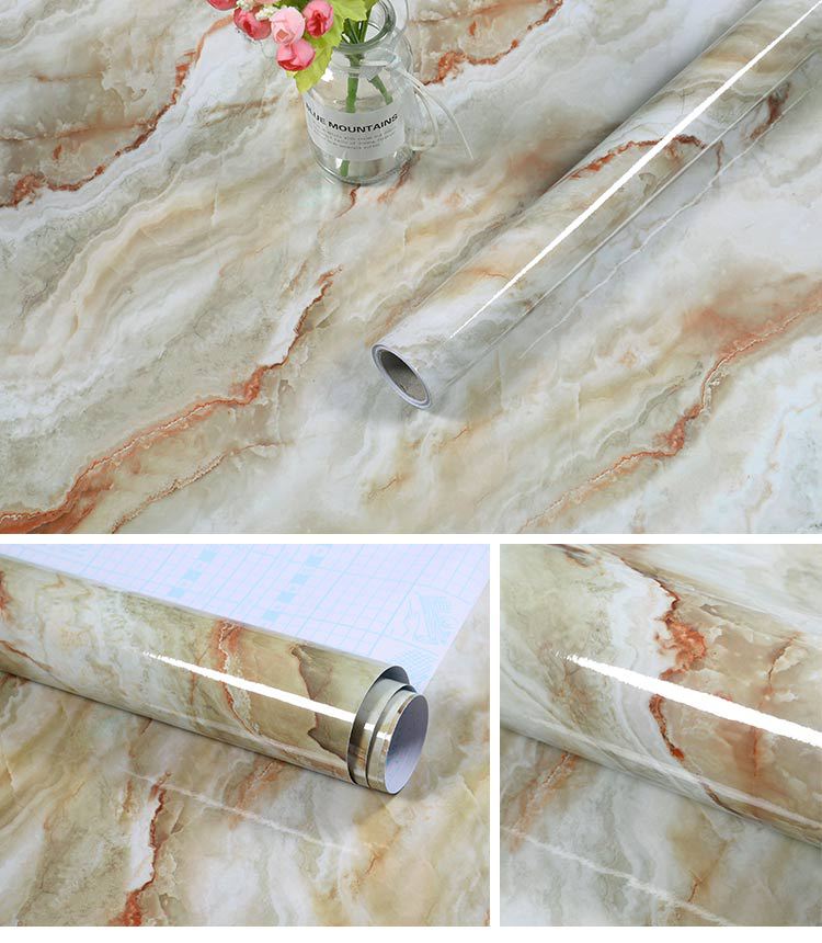 Мраморные наклейки на кухню из алюминиевой фольги Маслостойкие водонепроницаемые самоклеящиеся обои ПВХ Наклейки на стену в ванной комнате Контактная бумажная пленка