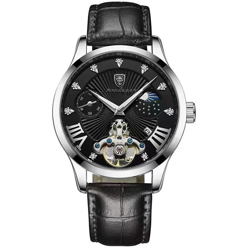 Swiss Waterproof Mens Slim Quartz Watch With Genuine Leather Band And Date Function For Daily Use