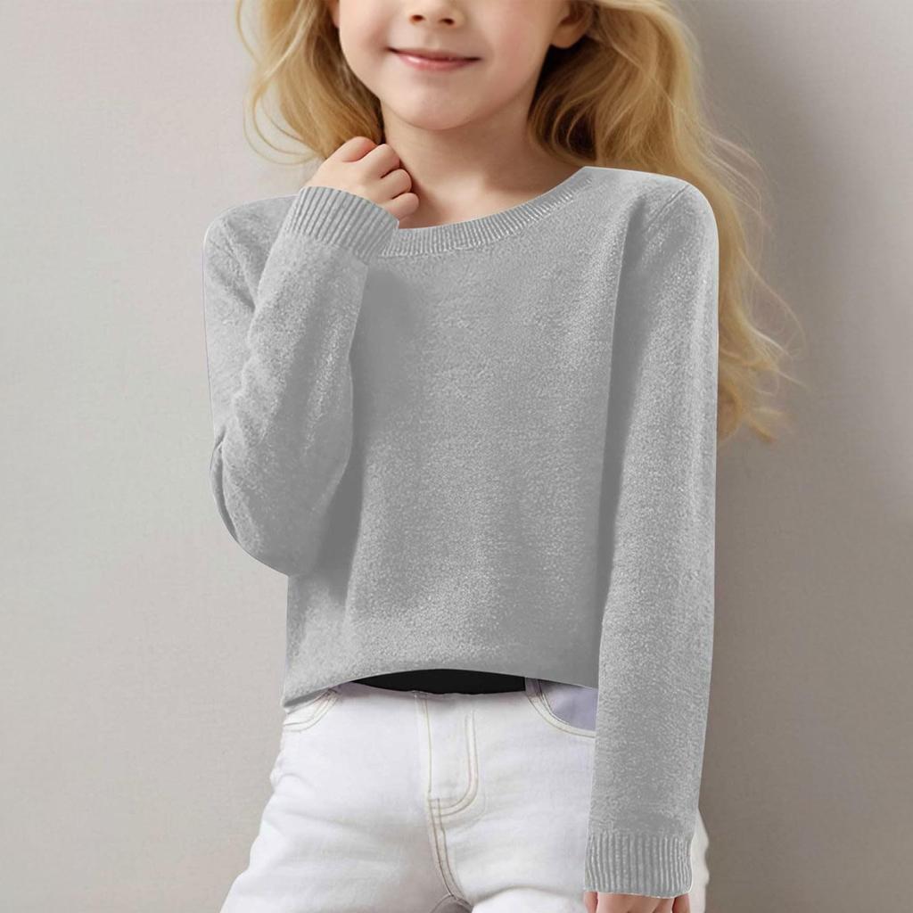 Girls Long Sleeve Round Neck Knit Pullover Jumper Tops Spring Base Layer Top Thermal Undershirt Youth Underwear 8-16Years
