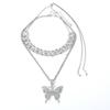 Big Butterfly Bling Necklace Rhinestone Fashion Collars Necklace  Necklace for Women