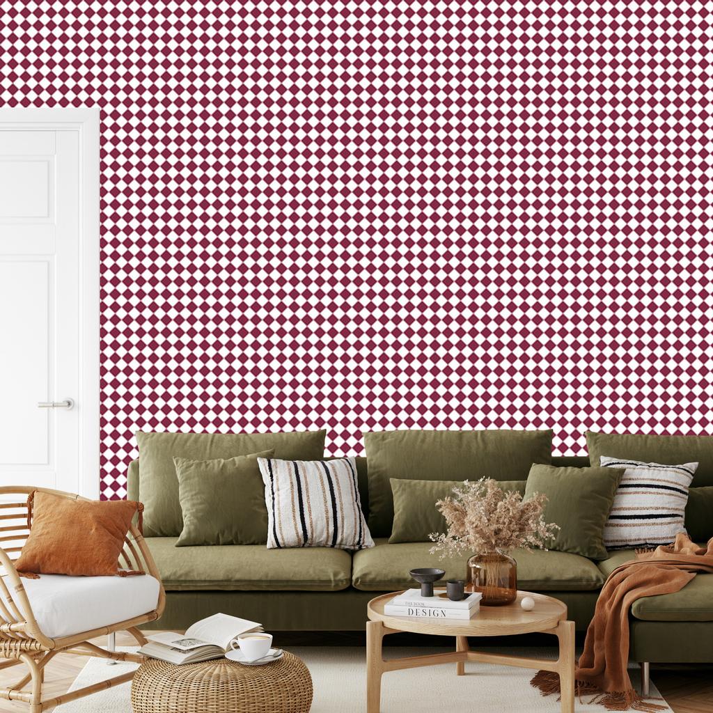 Geometric Pink and White Diamonds Wallpaper for Living Room and Bedroom 50x1000