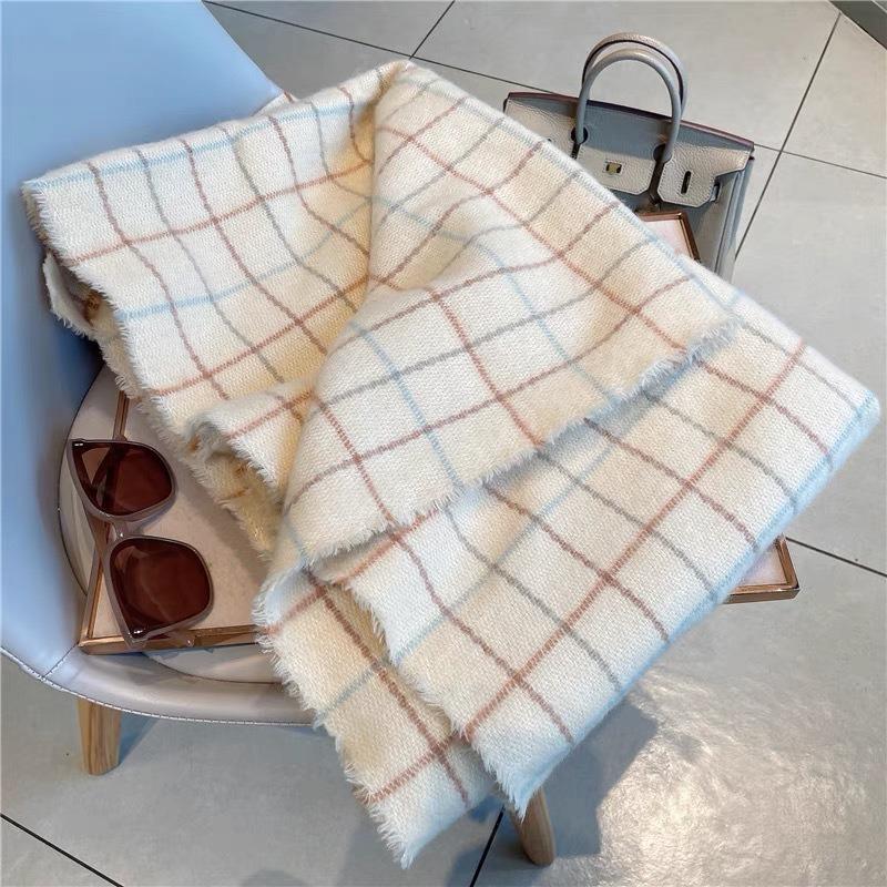 Versatile Plaid Scarf Women's Autumn and Winter Imitation Cashmere Shawl Multi-color Warm Scarf