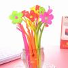 5/10pcs Color Random Gifts Stationery Colorful Soft Silicone Flowers Gel Pen Black Ink Ballpoint Pen