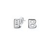 ABC Minimalist Capital Block Alphabet Letter B Initial Stud Earrings for Teens and Women Sterling Silver .925