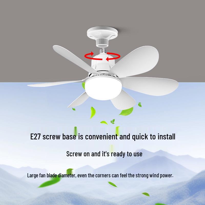 E27 LED Six-Leaf Remote Control Ceiling Fan with Silent Operation for Bedroom or Restaurant