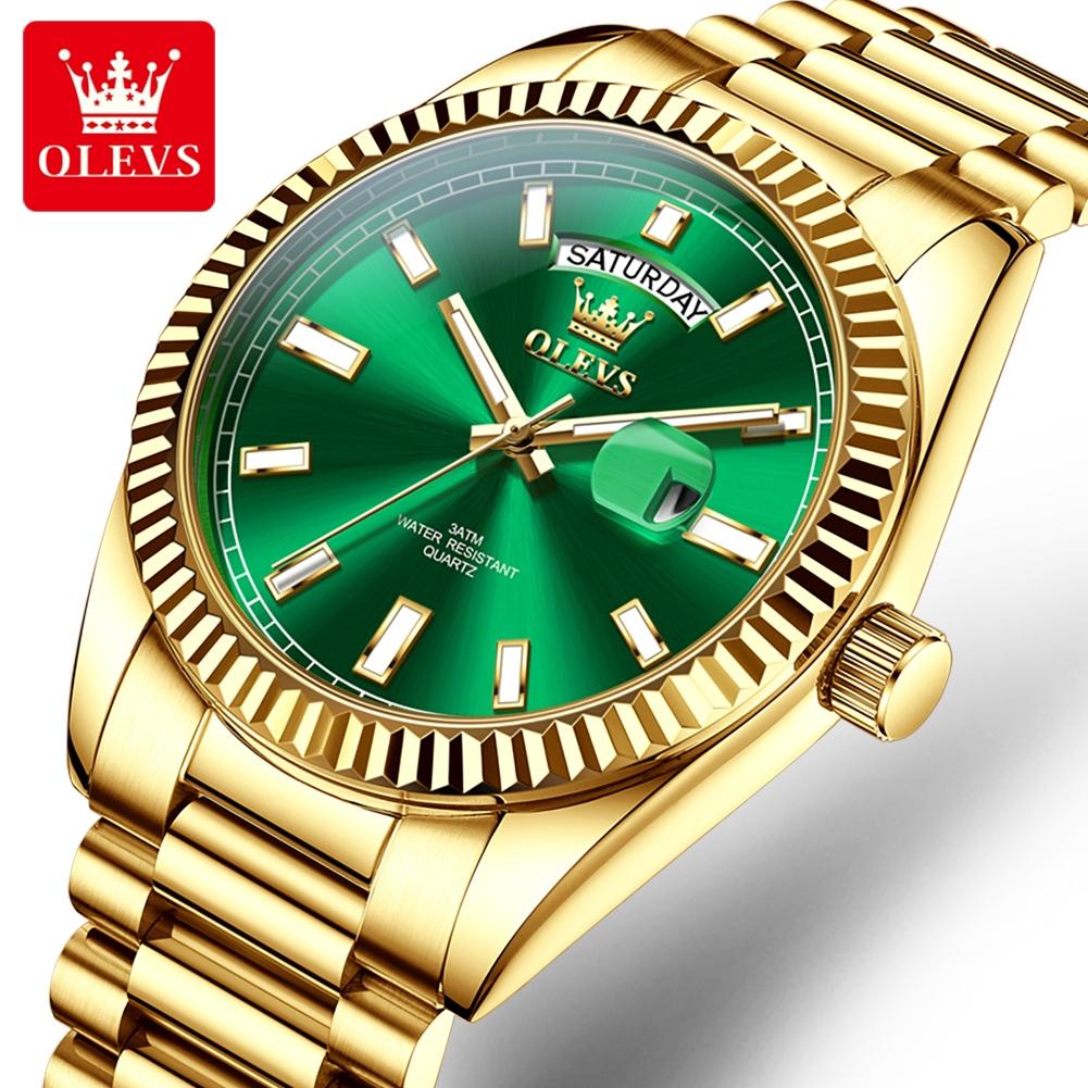 OLEVS Top Brand Men Watch Fashion Week Date Quartz Watches Mens Luxury Stainless Steel Waterproof Luminous Business Wristwatch